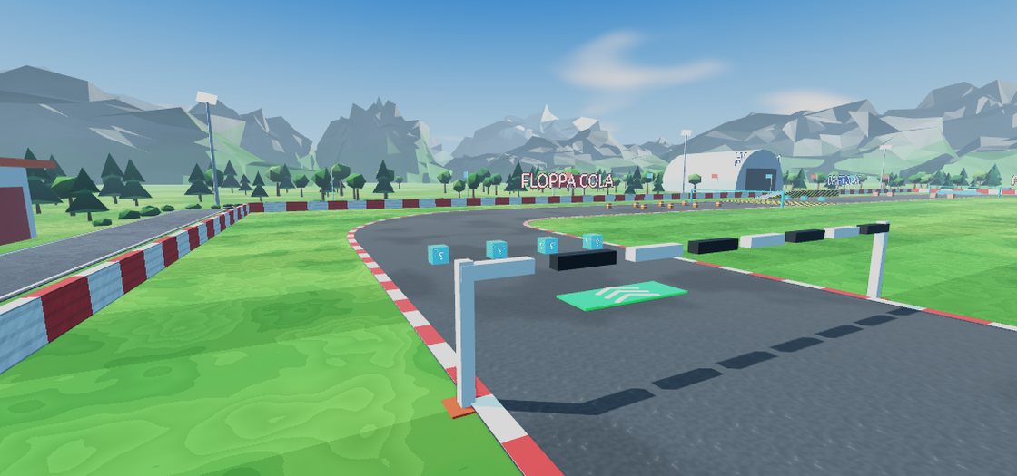 Start line and grid in front of the pit garages