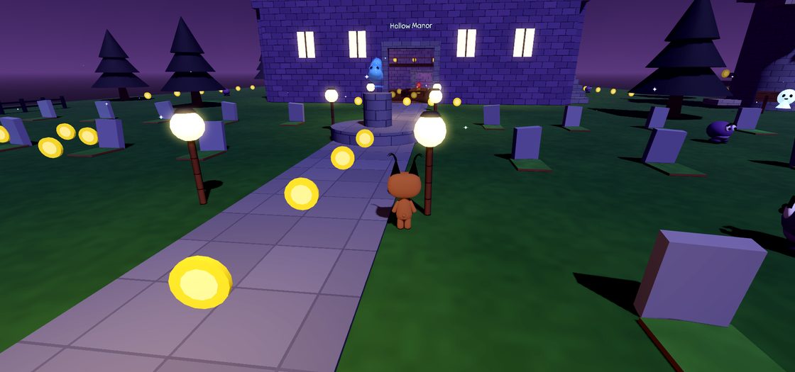Hollow Manor in Floppa Odyssey under a starry sky