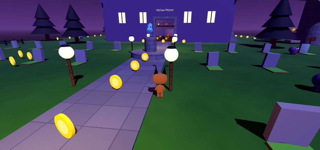 Hollow Manor, a night graveyard level in Floppa Odyssey