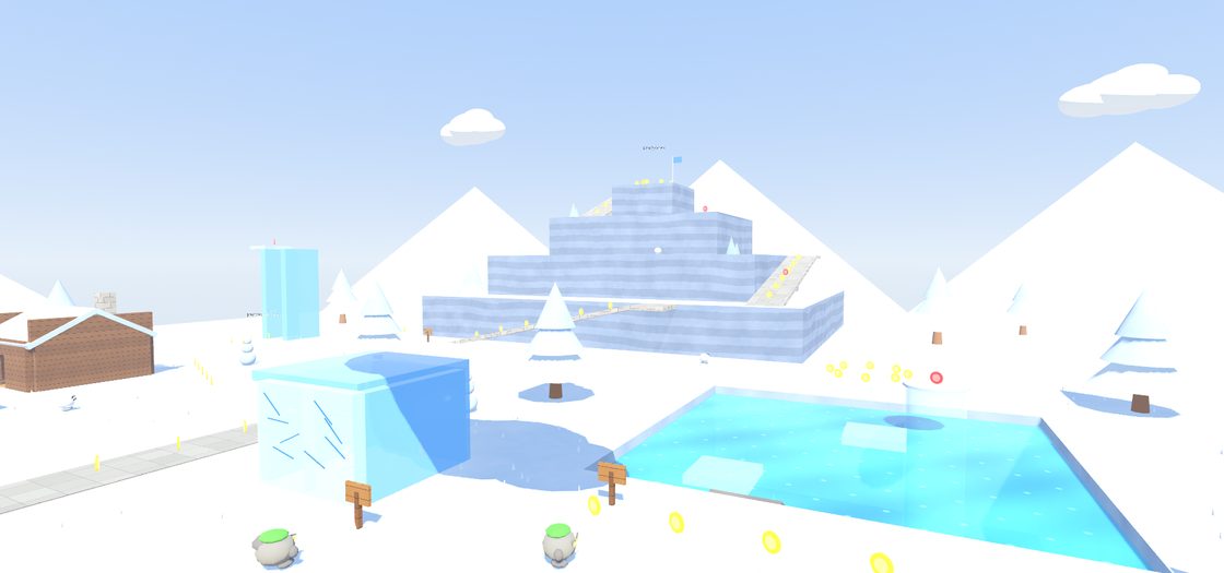 Frosty Peaks, a snowy level in Floppa Odyssey