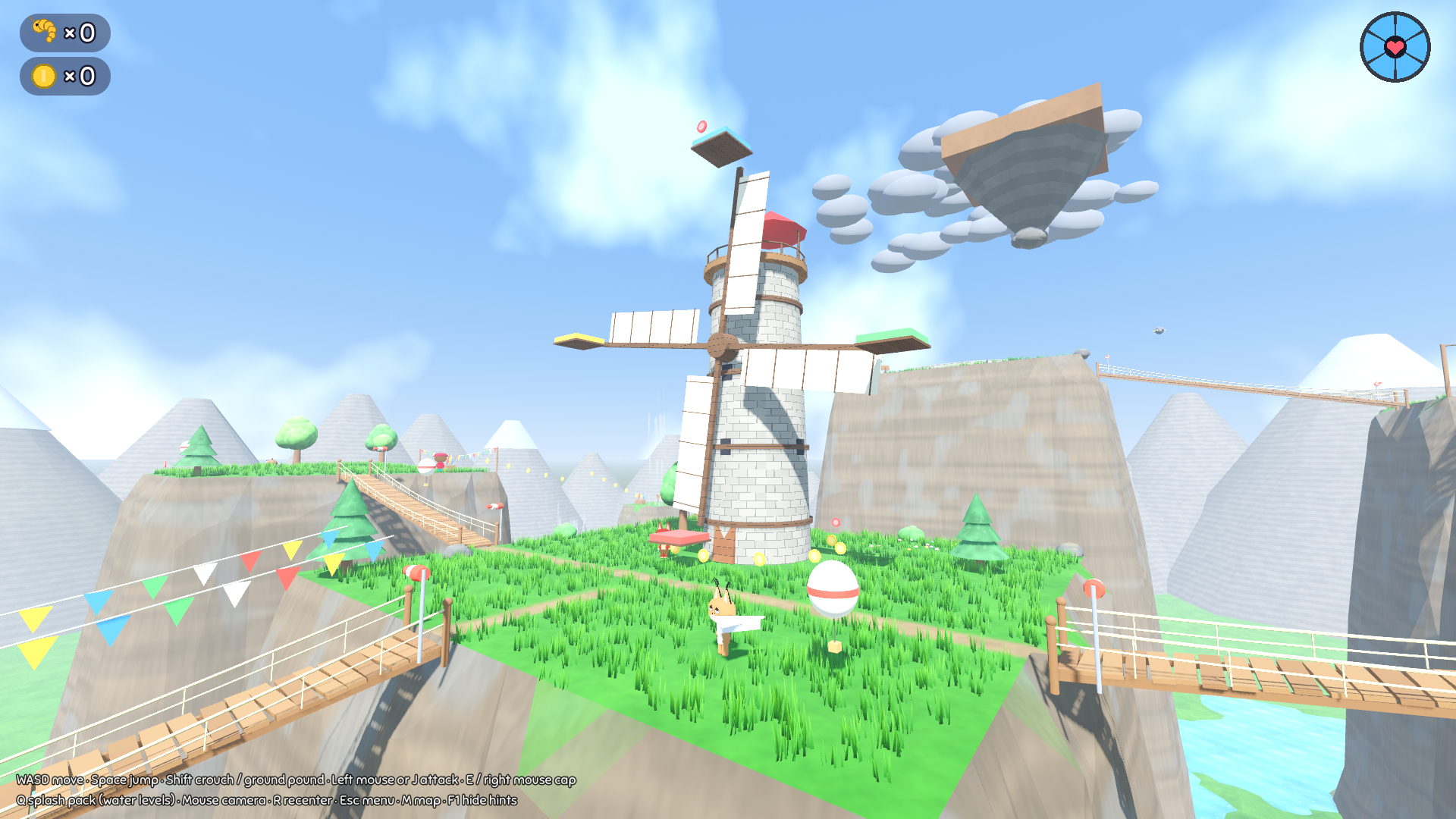 The windmill with its riding platforms on the sails