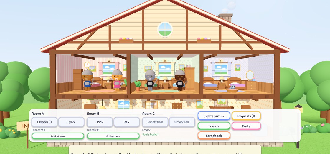 Choosing rooms at the Floppatopia inn